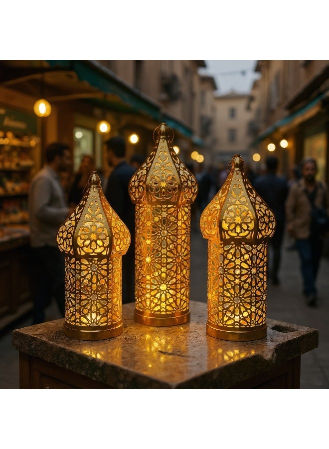  CityRiya-Long فانوس رمضان، ديكورات رمضان للمنزل، ضوء ديكور رمضان، ديكور فوانيس رمضان، ديكور فانوس شمعة مغربي عتيق، قطعة مركزية للطاولة، هدية عيد مبارك للمنزل (M) - Image 4